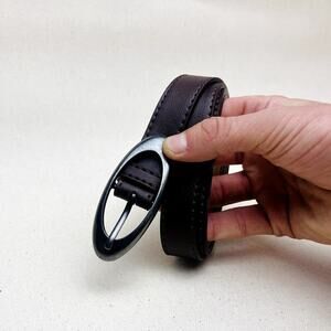 y2k style brown american western simple designer oval belt